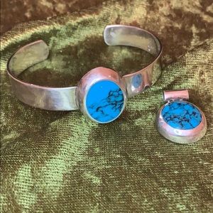 Turquoise Bracelet and Pendant Set